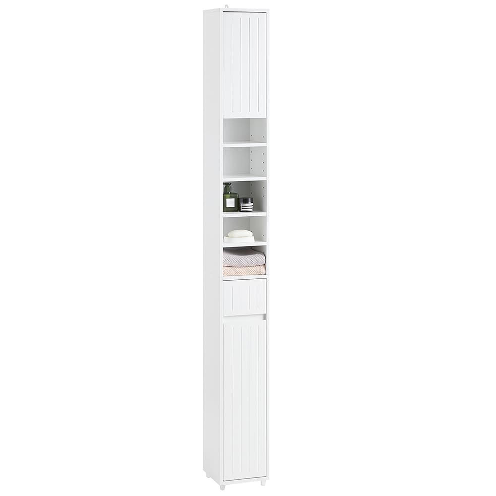 SoBuy Tall Bathroom Storage Cabinet 70cm with 2 Laundry Basket & Open Shelf