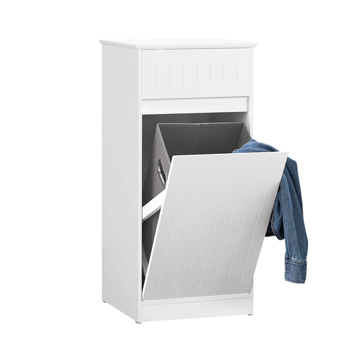 SoBuy Tall Bathroom Storage Cabinet 70cm with 2 Laundry Basket & Open Shelf