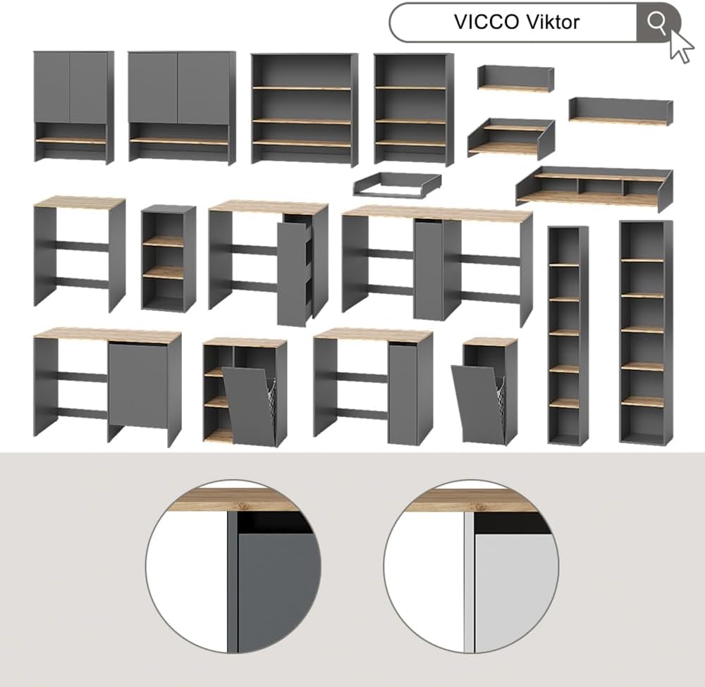 Vicco Washing machine cabinet Viktor, White/Artisan oak, 159.8 x 88.2 cm