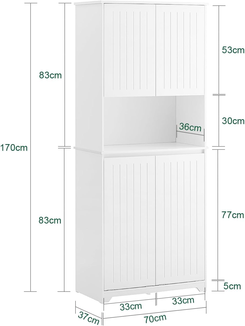 SoBuy Tall Bathroom Storage Cabinet 70cm with 2 Laundry Basket & Open Shelf