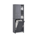 SoBuy Tall Bathroom Storage Cabinet 171 cm with Laundry Basket & Shelves