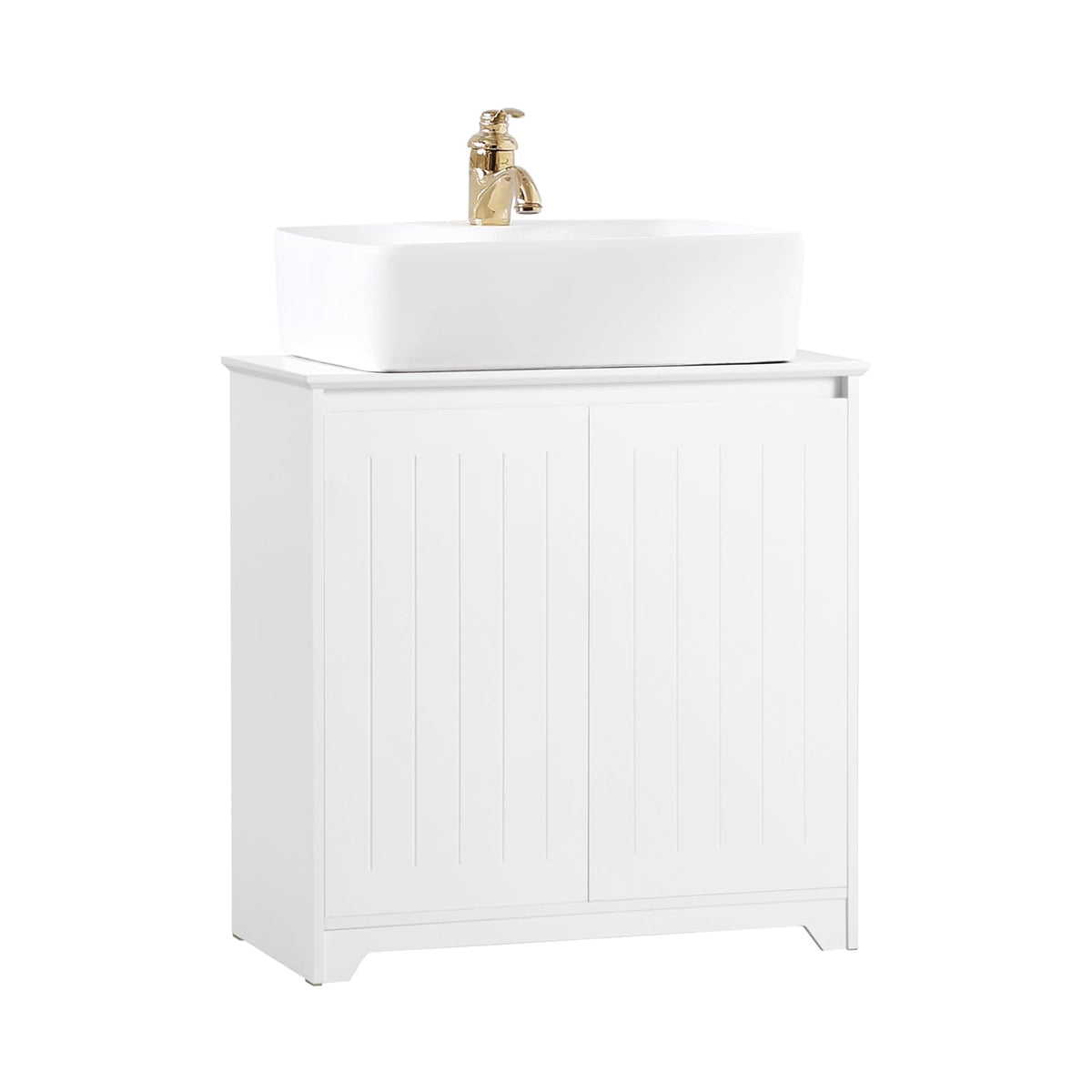 SoBuy Tall Bathroom Storage Cabinet 70cm with 2 Laundry Basket & Open Shelf