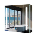 Tokvon® Cascade Bathroom Mirror Cabinet with LED Lights, Anti-Fog, Colour Changing & Touch Sensor, Aluminium Double Door, 650x600mm Dimmable, Shaver Socket, Wall Mount
