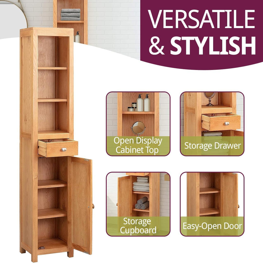 Hallowood Furniture Waverly Bathroom Storage with Drawer and Open Shelves
