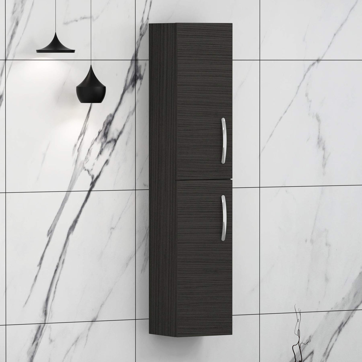 Royal Bathrooms 500mm Floor Standing Bathroom Vanity Unit Mid Edge Basin 2 Drawers Storage Cabinet Furniture - Grey Elm