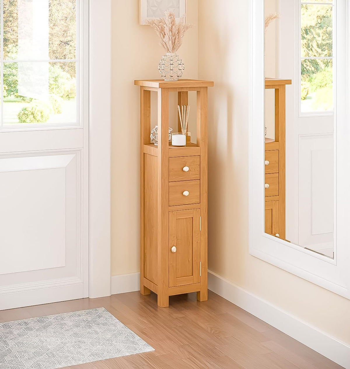 Hallowood Furniture Waverly Bathroom Storage with Drawer and Open Shelves