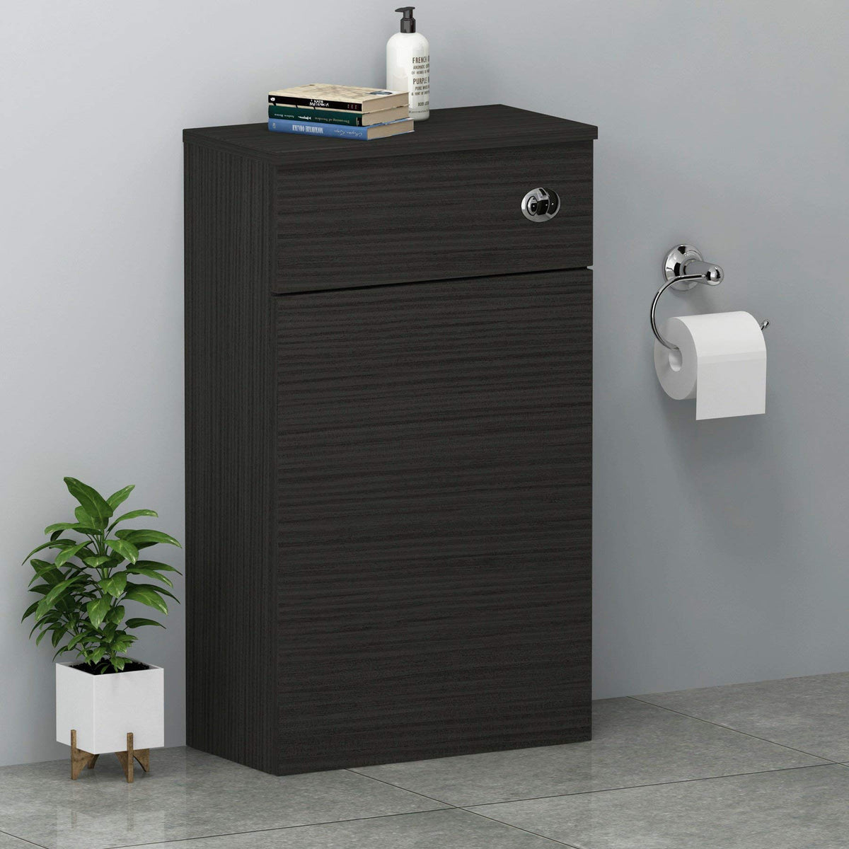 Royal Bathrooms 500mm Floor Standing Bathroom Vanity Unit Mid Edge Basin 2 Drawers Storage Cabinet Furniture - Grey Elm