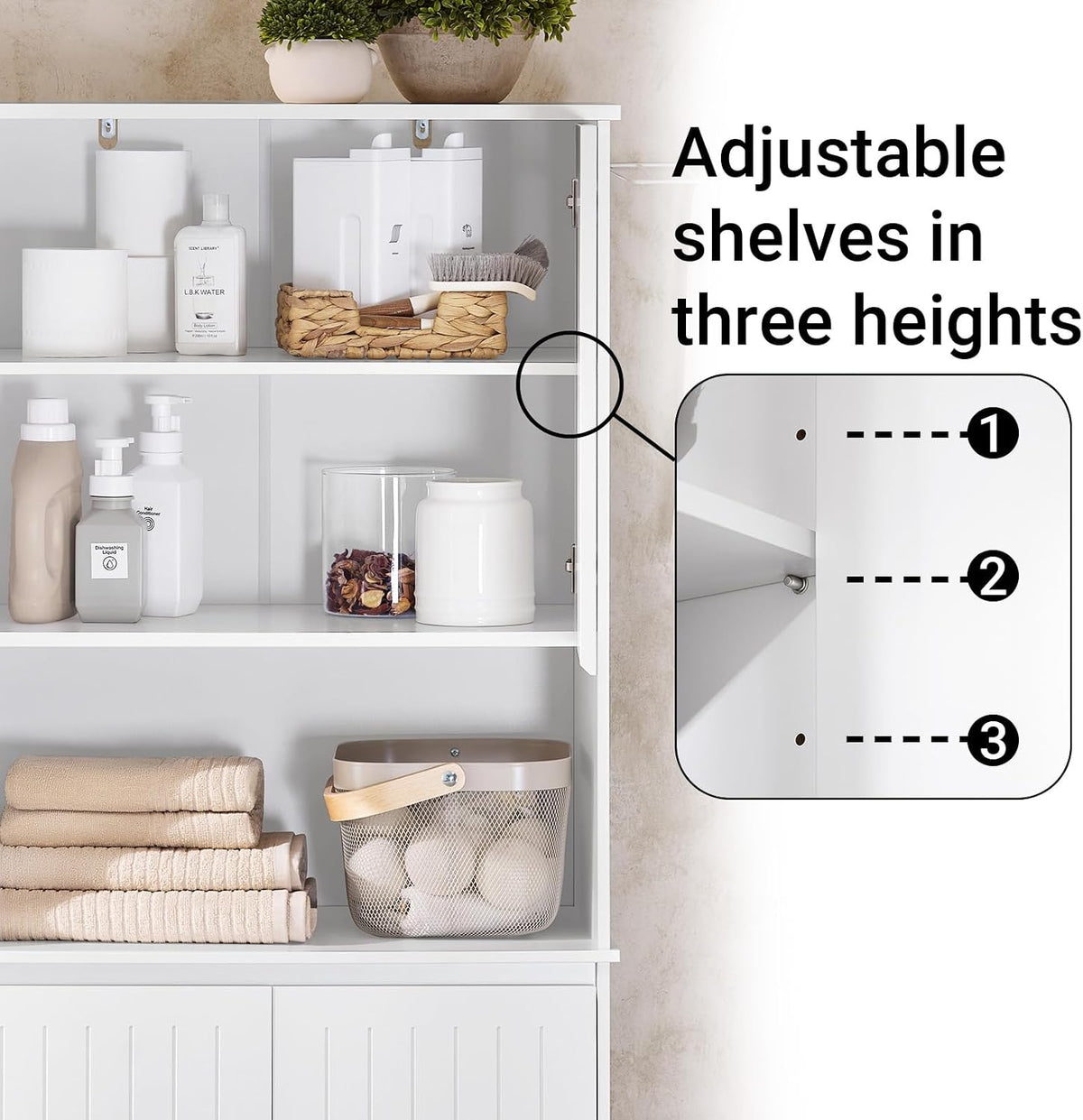 SoBuy Tall Bathroom Storage Cabinet 70cm with 2 Laundry Basket & Open Shelf