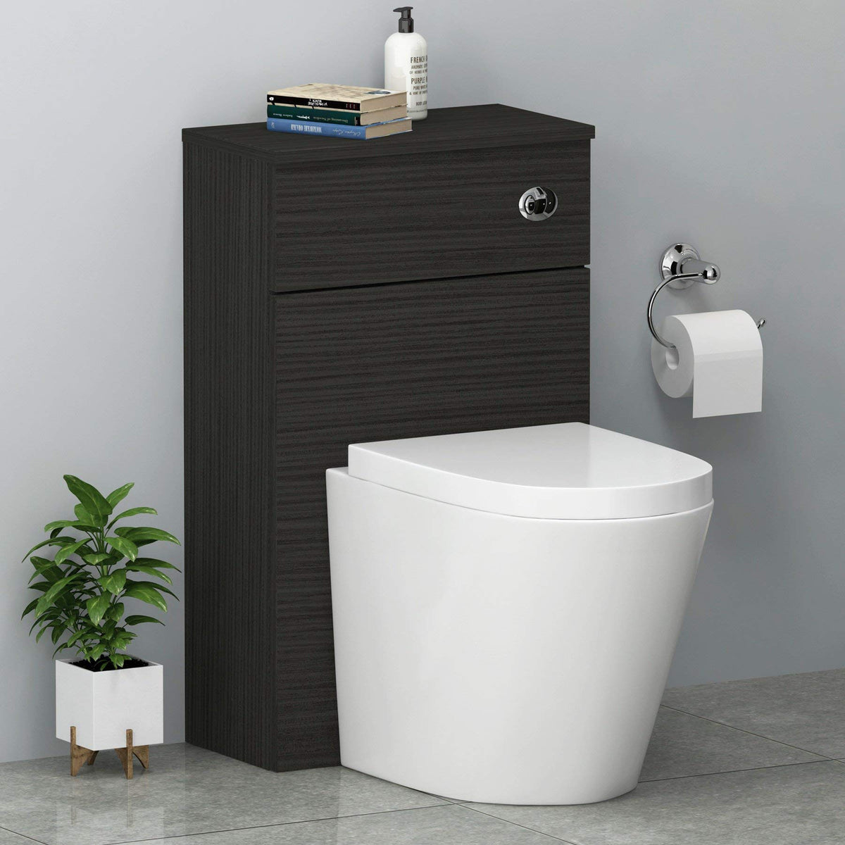 Royal Bathrooms 500mm Floor Standing Bathroom Vanity Unit Mid Edge Basin 2 Drawers Storage Cabinet Furniture - Grey Elm