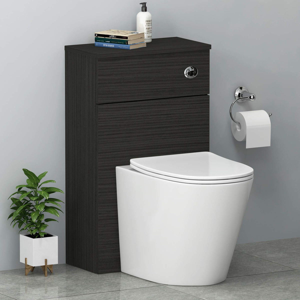 Royal Bathrooms 500mm Floor Standing Bathroom Vanity Unit Mid Edge Basin 2 Drawers Storage Cabinet Furniture - Grey Elm