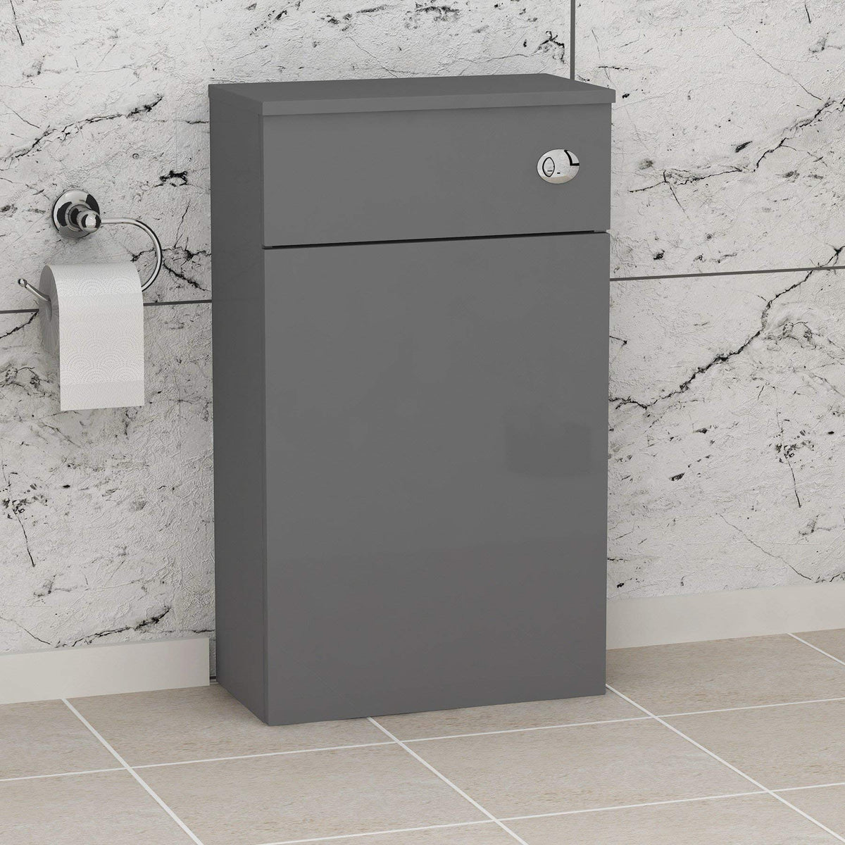 Royal Bathrooms 500mm Floor Standing Bathroom Vanity Unit Mid Edge Basin 2 Drawers Storage Cabinet Furniture - Grey Elm
