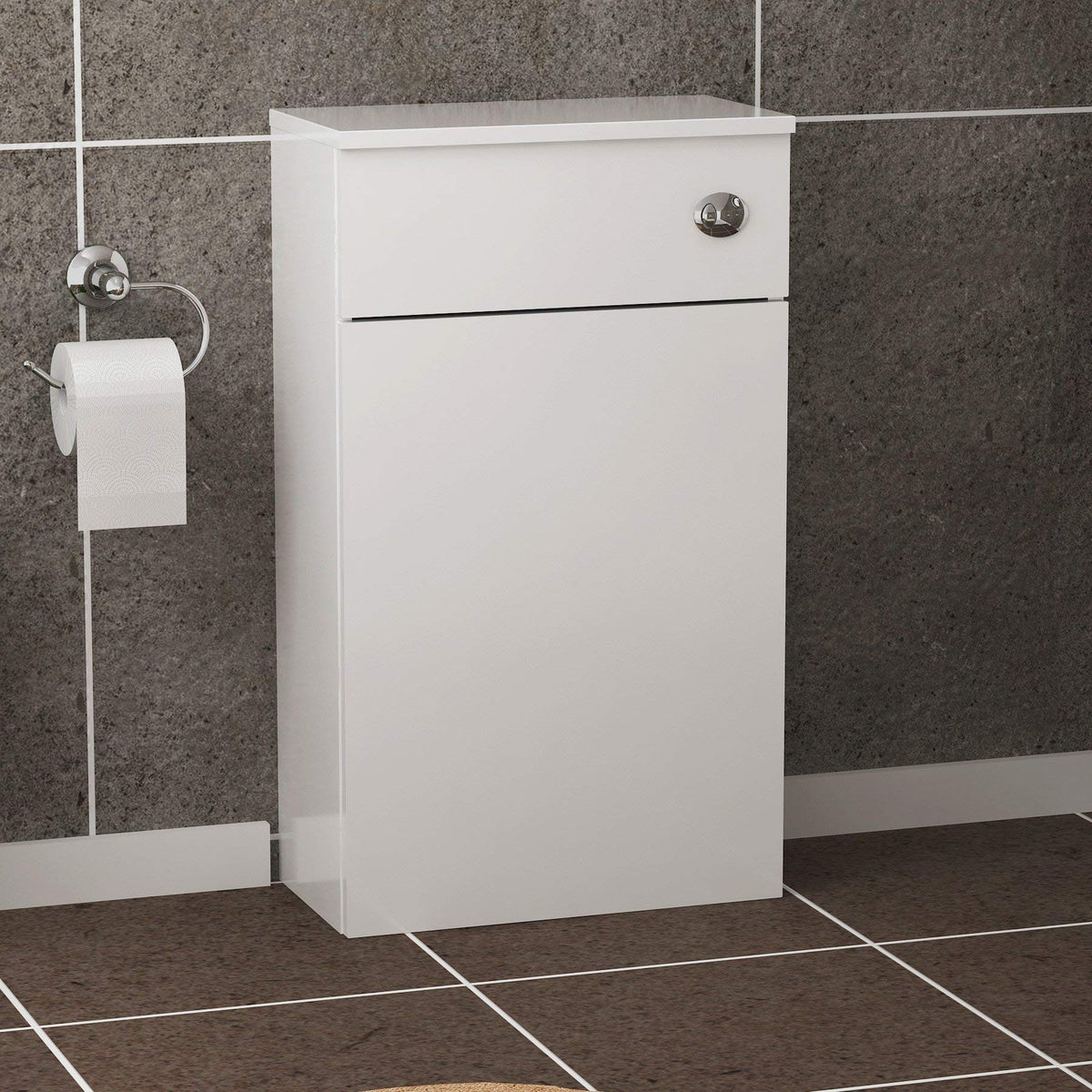 Royal Bathrooms 500mm Floor Standing Bathroom Vanity Unit Mid Edge Basin 2 Drawers Storage Cabinet Furniture - Grey Elm